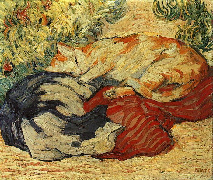 Franz Marc Cats on a Red Cloth Spain oil painting art